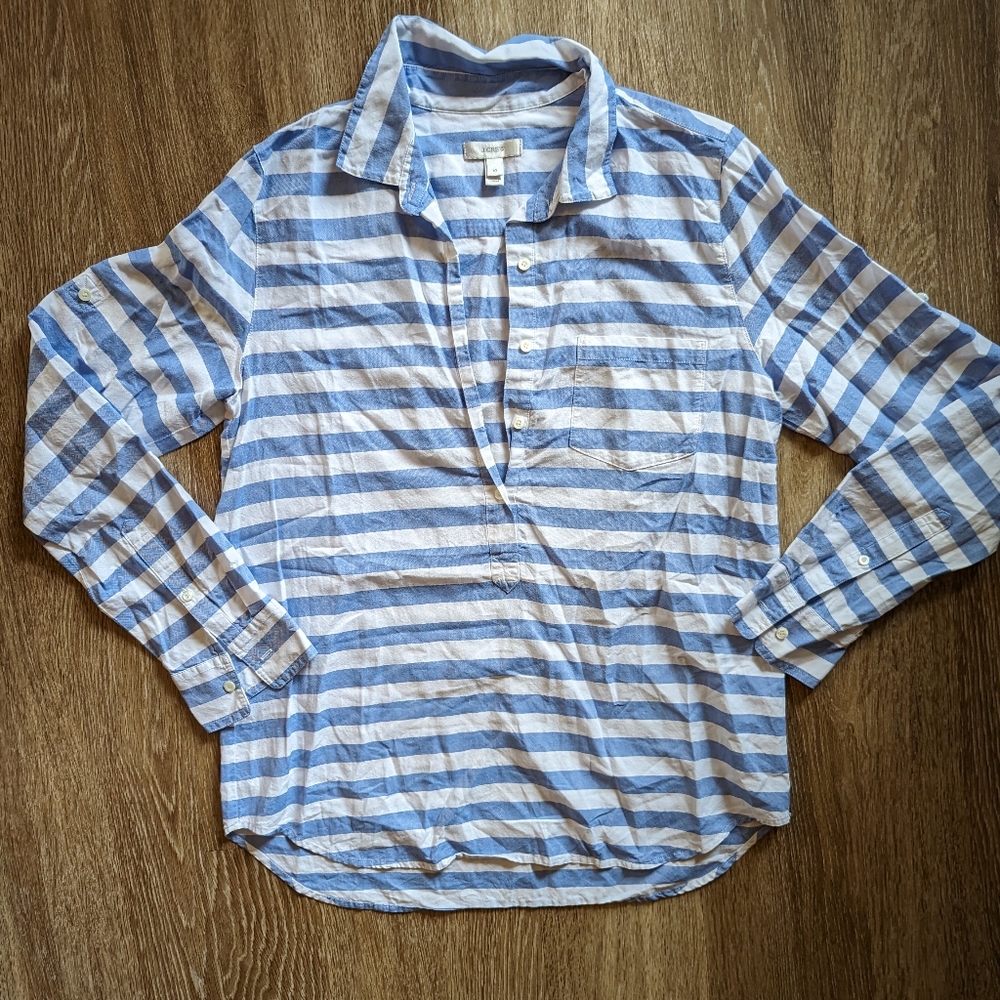 J. Crew Adjustable Roll Tab Sleeve Pullover Cover Up